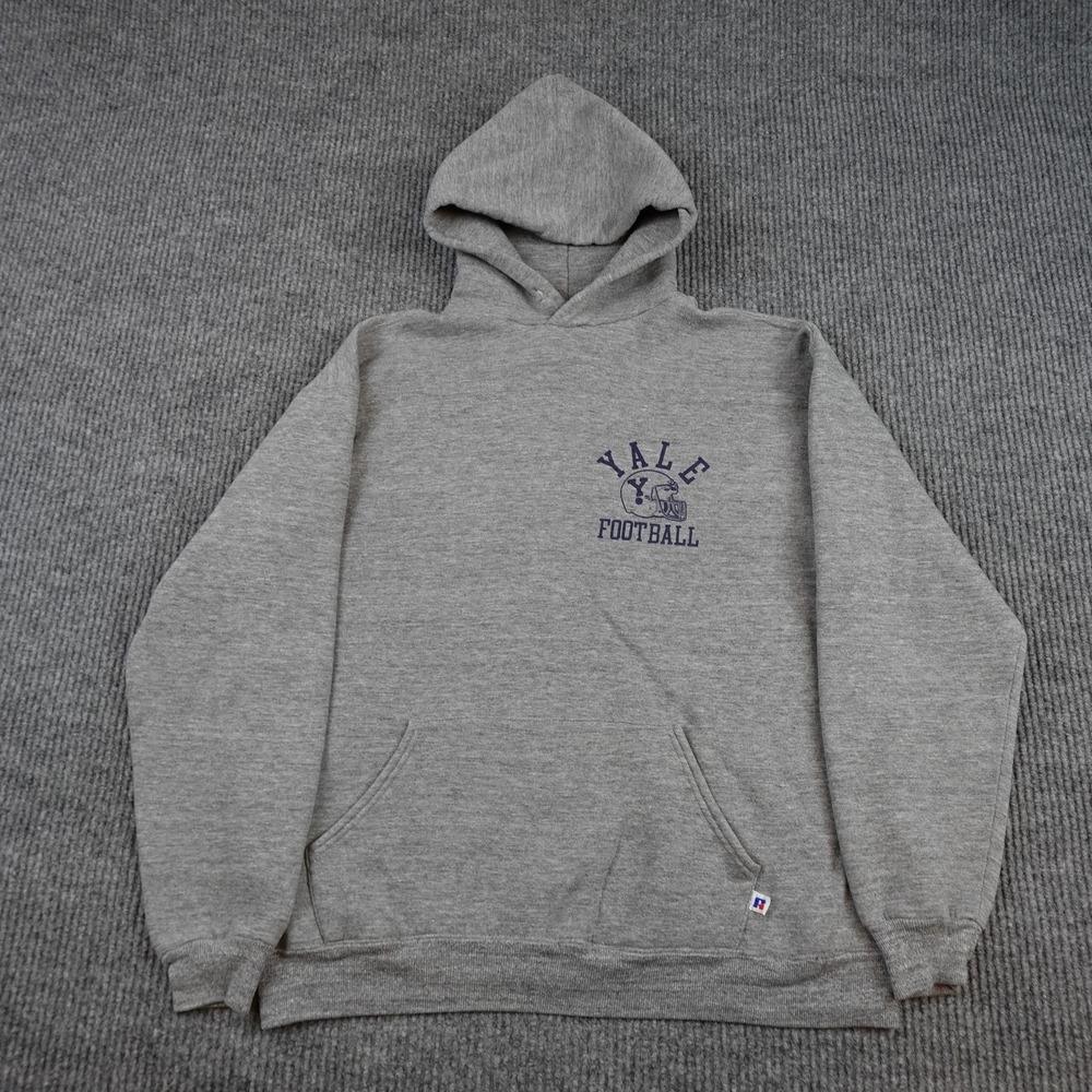 Vintage Yale Bulldogs Hoodie Mens XL Gray College Football Russell Athletic